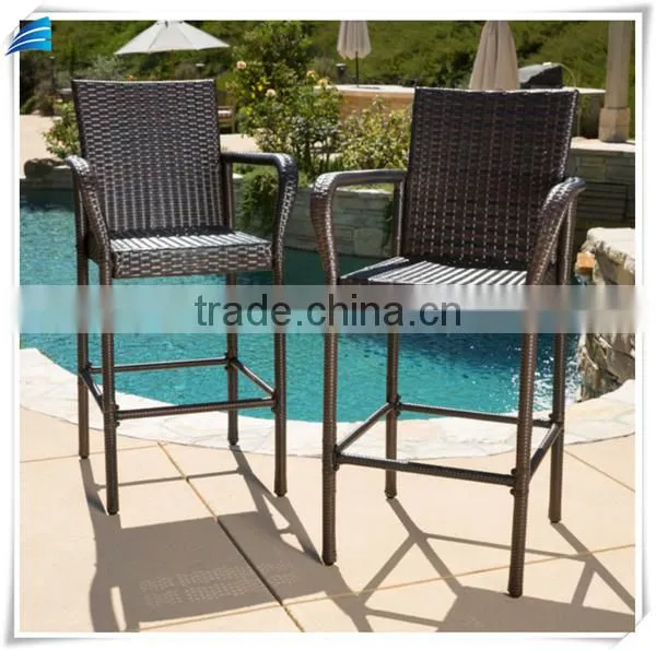 Outdoor High Quality Black Rattan Wicker High Seat Bar Stool photo-2