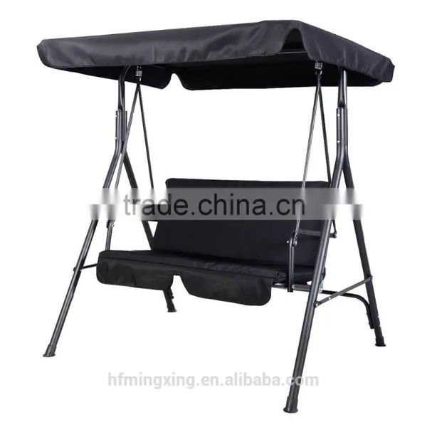 Patio Swing Outdoor Canopy Awning Yard Furniture Hammock Steel Black 2 Person