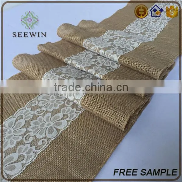 2016 Lace Pattern Burlap Table Runner photo-2