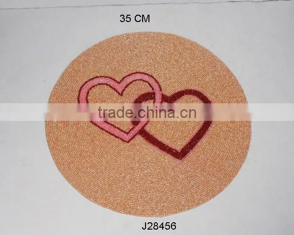 Glass Bead Place Mats With Heart Patterns Other Colours Also Available