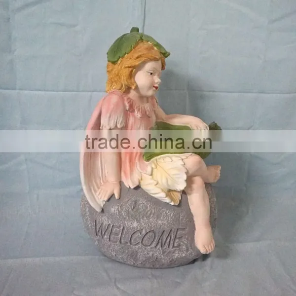 Fiberglass Garden Girl Welcome Statue Ornament photo-2
