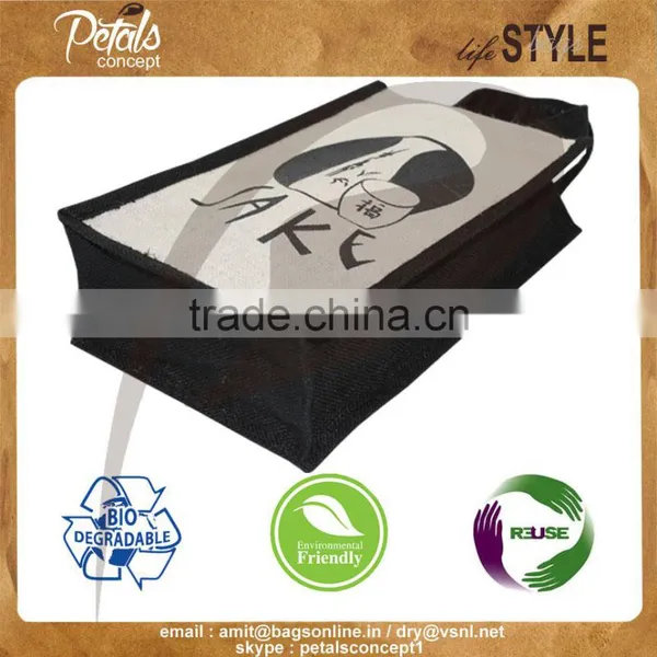 Two Bottle Jute Bag With Partition for Wine photo-4