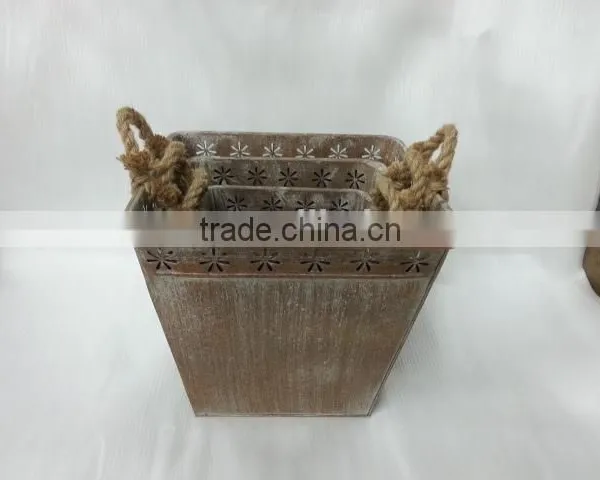 2016 New Grey/white Wash Metal/tin Flower Planter Pots photo-6