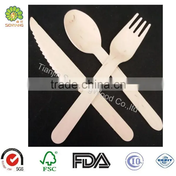 Restaurant Disposable Wooden Cutlery Spoon Fork Knife Set