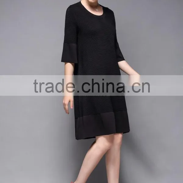 Half Flare Sleeve Drape Patchwork Loose Fishtail Women Dress photo-4