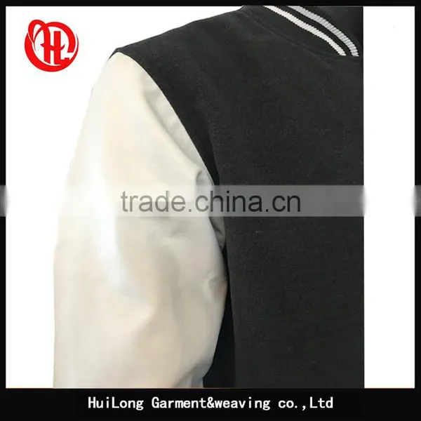 Custom pu Sleeve Fleece Casual Varsity Jacket for Men photo-4