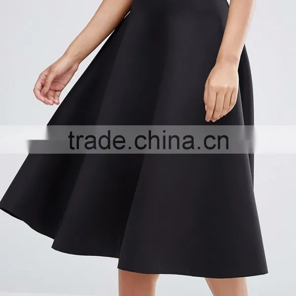 2016 Unlined Design Zip-back Fastening Lady Skirt Fashion Midi Umbrella Skirt Wholesale photo-3