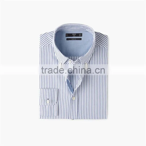 2017 OEM Men Buttoned Collar Button Closure Slim-fit Bengal Stripe Shirt photo-3