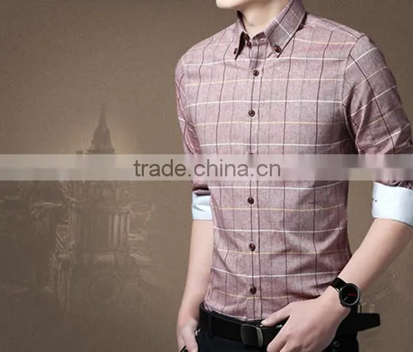 Han Edition Cultivate One's Morality Pure Color Cotton Long Sleeve Shirt in the Summer Youth Men's Plaid Shirt Business and Leis photo-3
