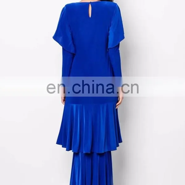 100% Polyester Beaded Light Blue Wholesale Price Muslim Dress photo-4