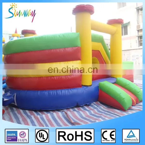 OEM Yello Blue Green Red Inflatable Combo Bouncers Moonwalk With Round Tunnel And Slide photo-4