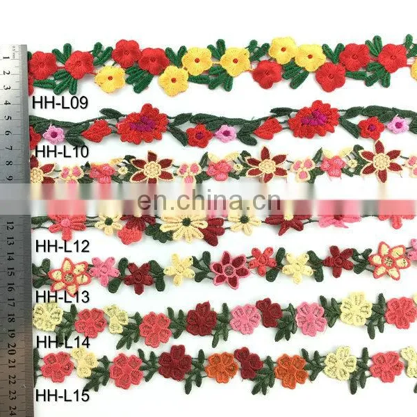 Fancy Multi Colored Flower Trim Lace photo-6