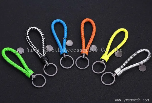 Fashion Color Woven Rope Key Chain Steel Ring Pendant Bag photo-2