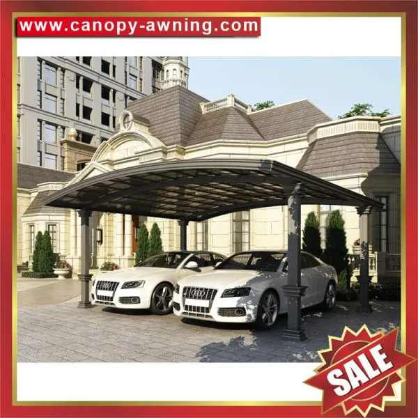 Outdoor Villa Alu Aluminium Aluminum Alloy Metal PC Polycarbonate Double Parking Carports Car Port Shelter Canopy Awning Cover Suppliers photo-4