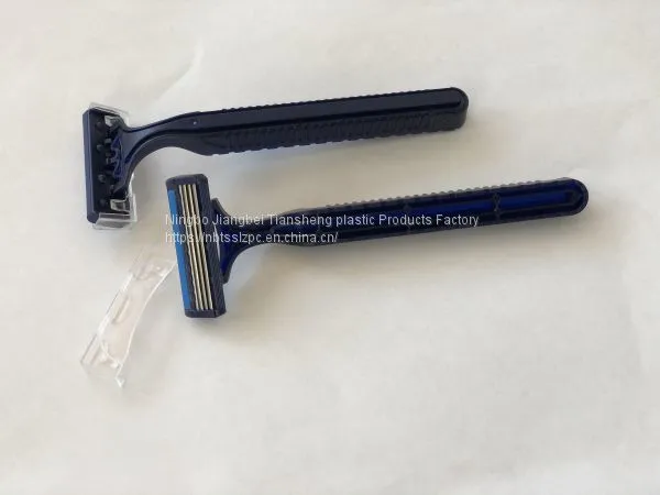 Manufacture Cheap Price Rubber Handle Triple Blade Disposable Shaving Razor photo-3