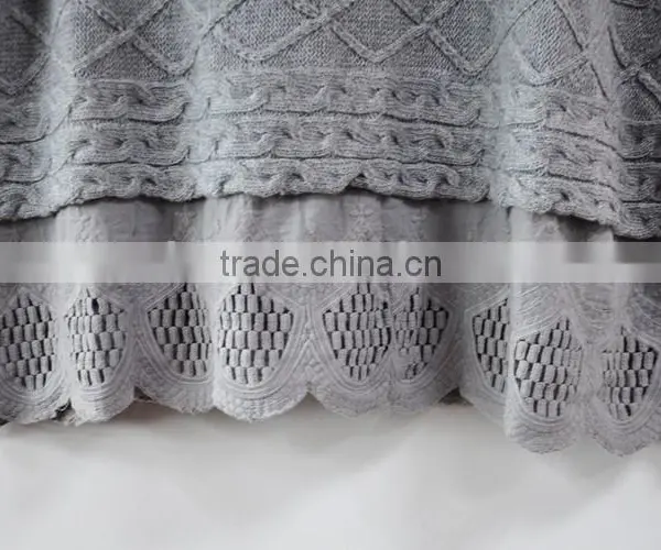 Sweater Dress Women Grey Lace Skirt Jumper Sweaters photo-4