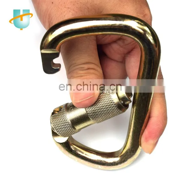 Auto Lock Carabiner D Type Safety Carabiner Snap Hook Spring Hook Plated Black Coated photo-5