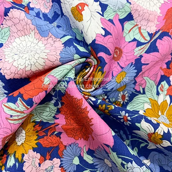 Fashionable Pattern Digital Poplin Cotton Big Flower Print Fabric photo-2