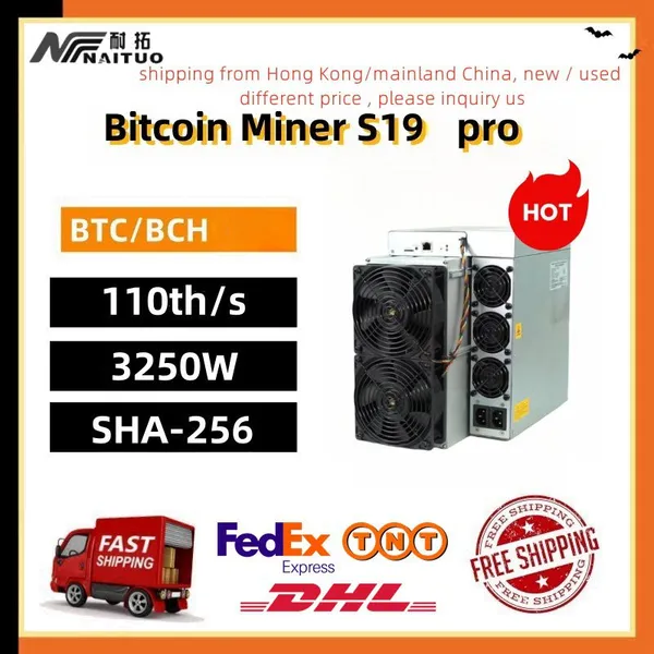 Used Antminer S19 Pro 110th Bitcoin Miner Hashrate 3250W Sha256 Algoriyhm BTC BCH Crypro Rig Mining Crypto Asic Miner photo-2