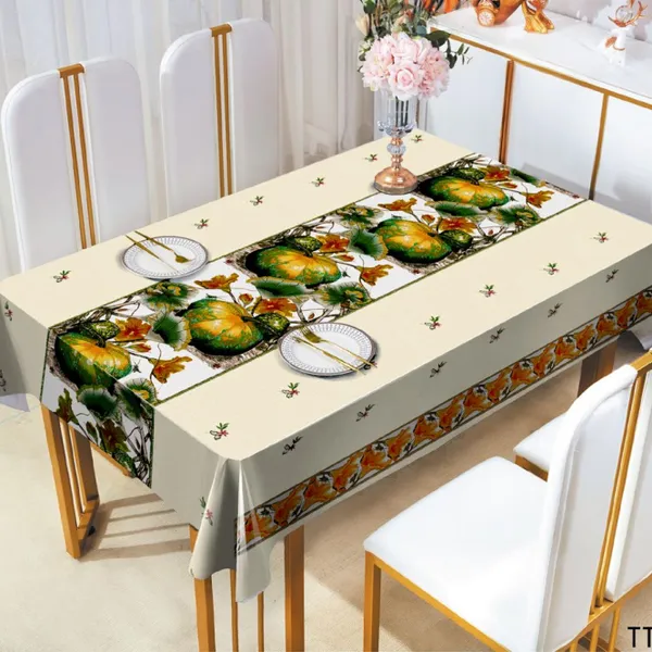 Lovely Pumpkin Pattern PVC Tablecloth, Waterproof, Oil-proof, Easy to Clean, Perfect for Home Dining and Festive Decoration photo-5