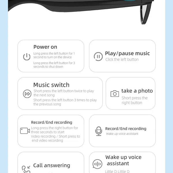 Smart Glasses Bluetooth Music Ai WiFi Translate Open-Ear Sport Fashion 1200W photo-3