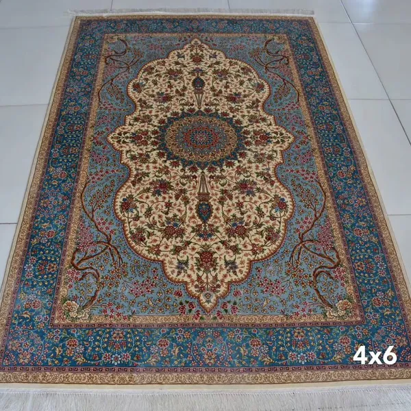 4x6ft Handmade Silk Persian Carpet for Bedroom and Study Room photo-5