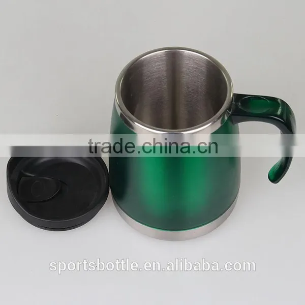 Classic Design Double Wall Steal Inner Wide Bottom Plastic Outer Travel Mug photo-5