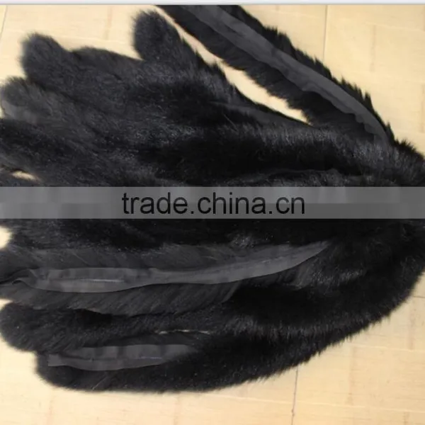 Natural Fox Fur Collar Trim Silver Fox Real Fur Black Color Collar for Coat photo-2