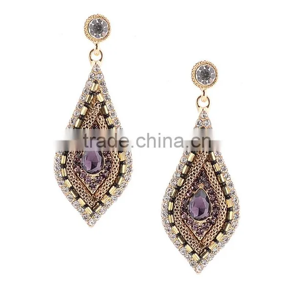 Fashion Retro Jewelry Women's Shinning Crystal Teardrop Hanging Earrings photo-2