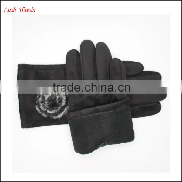 Fashion Tight Leather Gloves for Women With Fur Ball photo-3