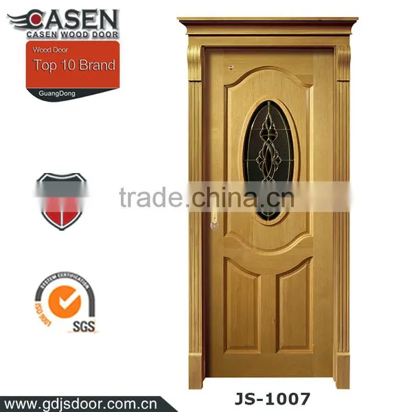 Single Swing Mahogany Solid Wood Tempered Glass Door photo-5