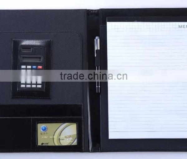 China Supplier A4 Leather Compendium/PU Portfolio/file Folder With LOGO Embossed