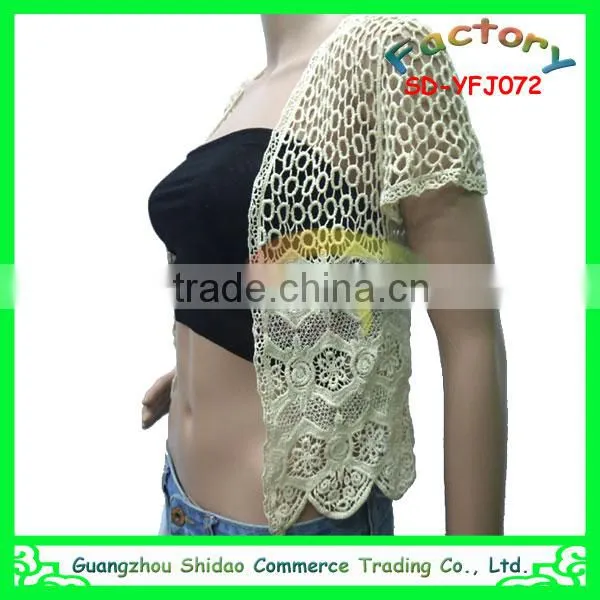 Export Wholesale High Quality Beach Wear Cotton Crochet Lace Blouse photo-3