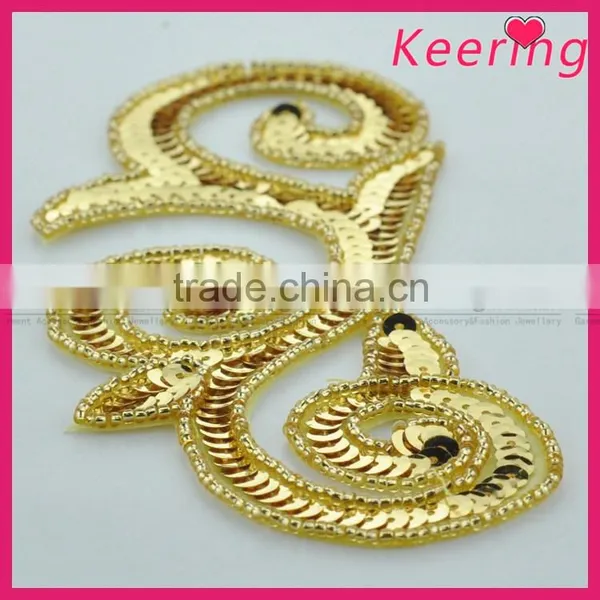 Cheap Handmade Gold Beads Appliques for Belt WRAB-003 photo-2