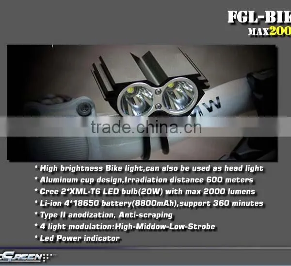 Rechargeable 8000mah 2 Led Xml L2 Bicycle Light photo-3