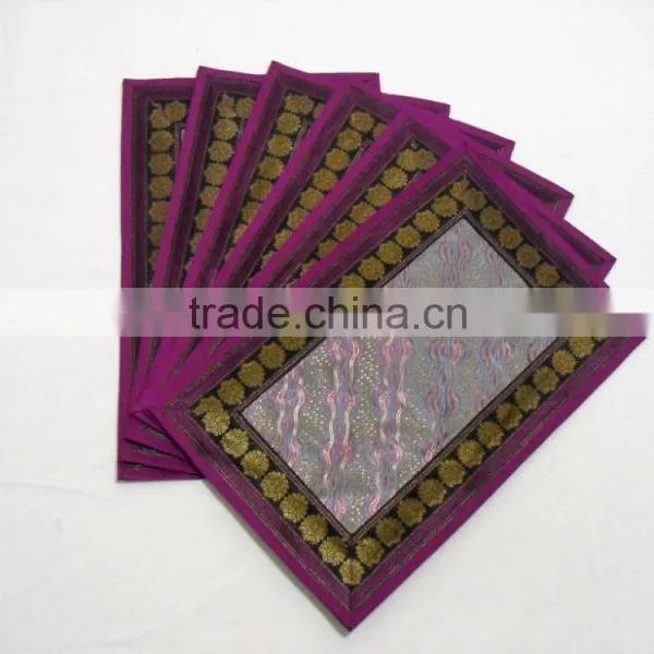 Indian Silk Table Runner With 6 Place Mats & 6 Coaster in Pink Color Size 16*62 photo-2