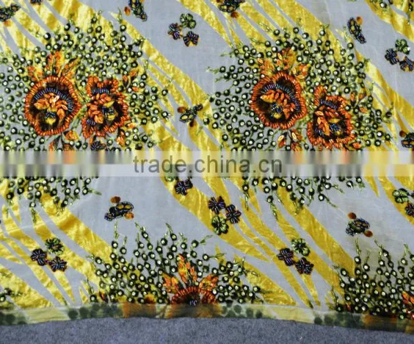 Guangdong Supplier High End Multicolor African Styles Velvet Lace Fabrics With Jewellery photo-6