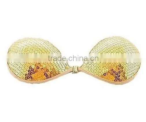 Fashionable Ladies Golden Spangle Push up Bra photo-4