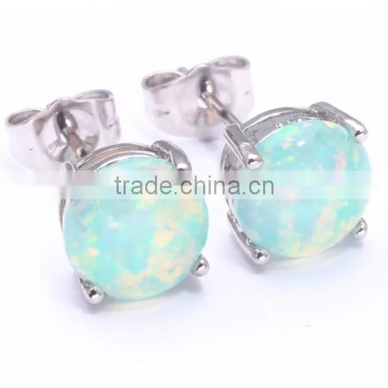 6mm 8mm Fancy Synthetic Blue Opal Earring Stud,925 Sterling Silver Fancy Stud Earring With Blue Opal Quality Choice photo-4