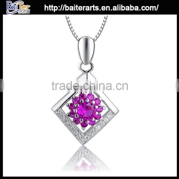 Custom Wholesale Jewelry 925 Sterling Silver Red Gemstone Pendants photo-2