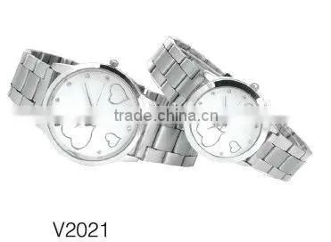 China Factory Latest Stainless Steel Valentine Quartz Watch Couple Watch