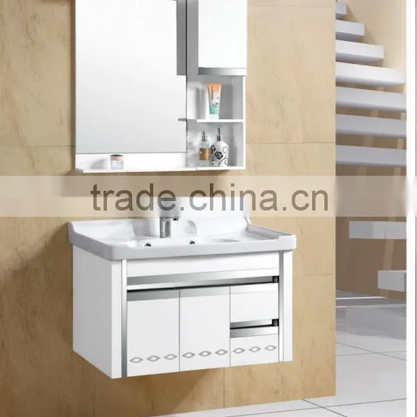Modern Hanging Popular Cheap Bathroom PVC Cabinet With Ceramic Basin Sink