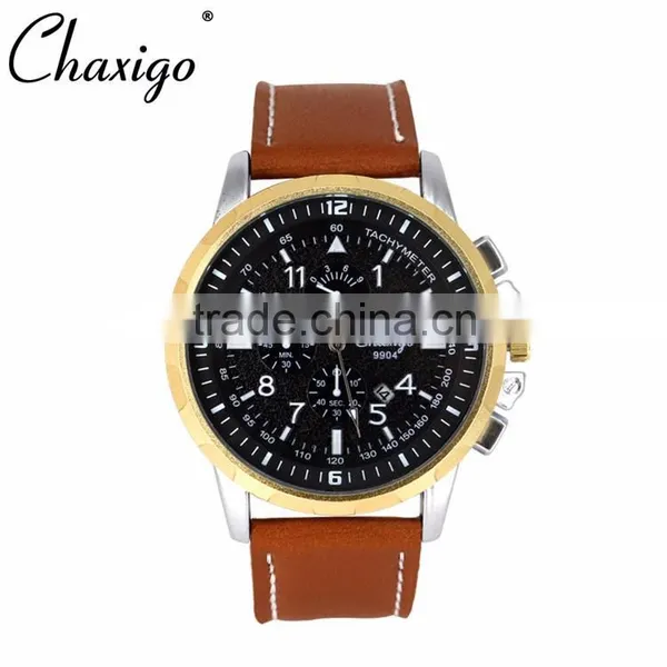 3 Eyes OEM Custom Brand Fashion Watch Alloy Leather Band Watches for Men Chronograph Watch photo-6