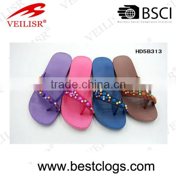 2016 Fashion Style Women Flat Heel Outdoor Slippers Jewel Sandals