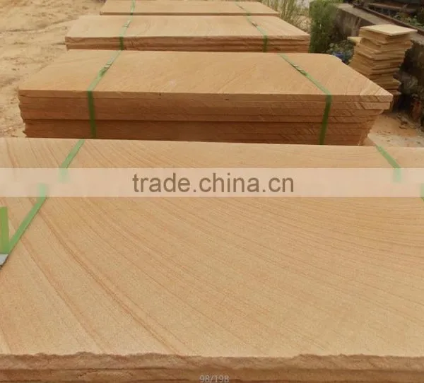 China's Yellow Wood Veins Sandstone, Honed, Natural Split & Mushroom Surface photo-4