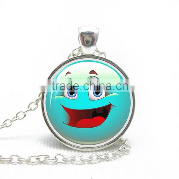 New Popular Mood Expression Necklace Emoji Print Glass Cabochon Necklace for Women Girls Lady photo-4