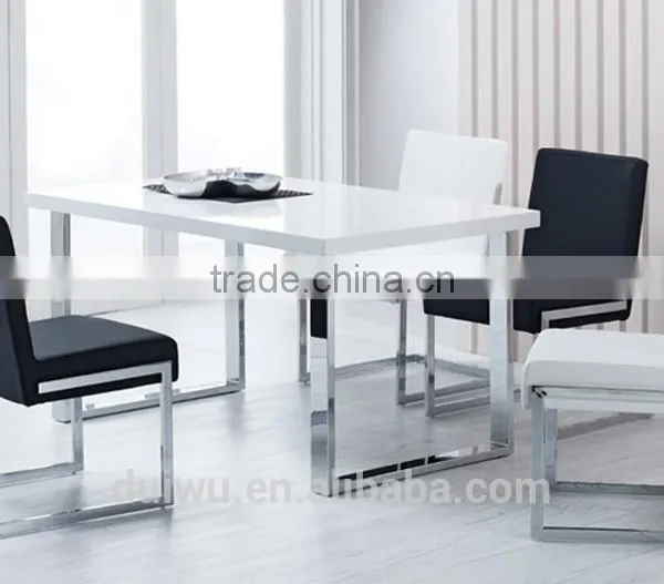 Modern Metal Dining Room Rectangular Tables Strong 201 Stainless Steel Base photo-4