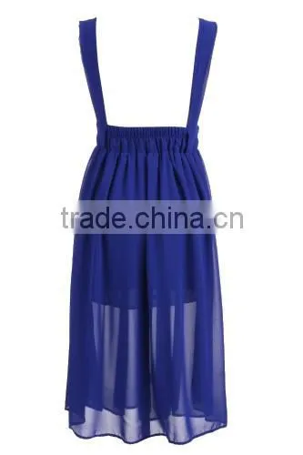 New Fashion Women High Waist Bohemia Style Chiffon Pleated Suspender Dress photo-6