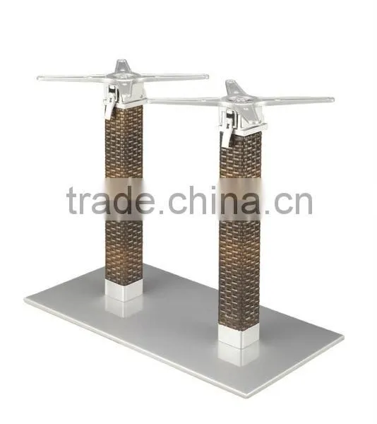 Double foot aluminum square tube for wicker Table Base CS207-80 leather wicker