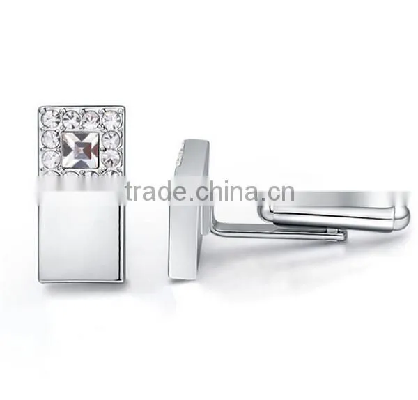 2016 Wholesale Shiny Silver Copper Cuff Links Shirts Mens Square Crystal Cufflink Jewelry photo-2